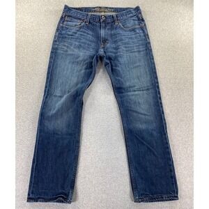 American Eagle Mens Jeans Slim Straight Size 33x32 Med Wash Denim Whiskered